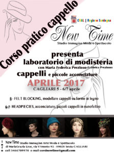 corsi Cagliari aprile modisteria cappelli artigianali laboratorio sartoriale nunofeltro