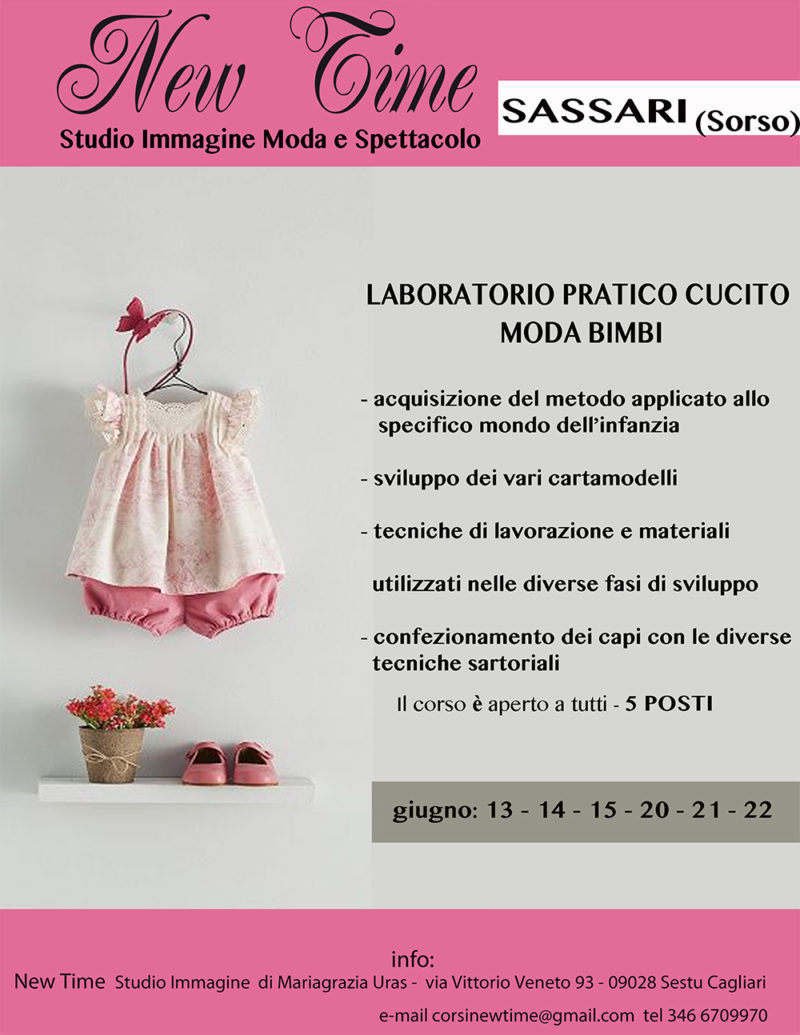 sassari scuola di cucito corsi formazione moda bimbi laboratorio di-cucito e sartoria abiti bimbi