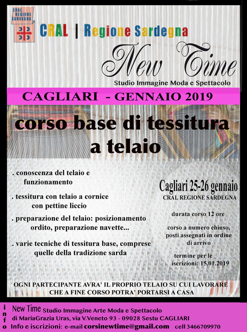 Sardegna corsi di formazione tessitura a telaio Cagliari 2019