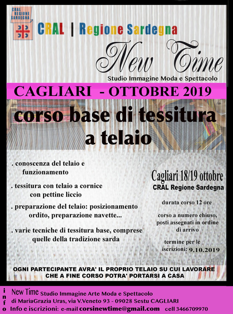 corso base di telaio tessitura sarda tradizionale regione Sardegna Cagliari corsi di formazione 2019