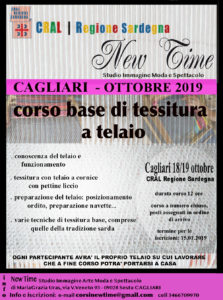 corso telaio basi di tessitura formazione artigianato sardo Cagliari ottobre 2019