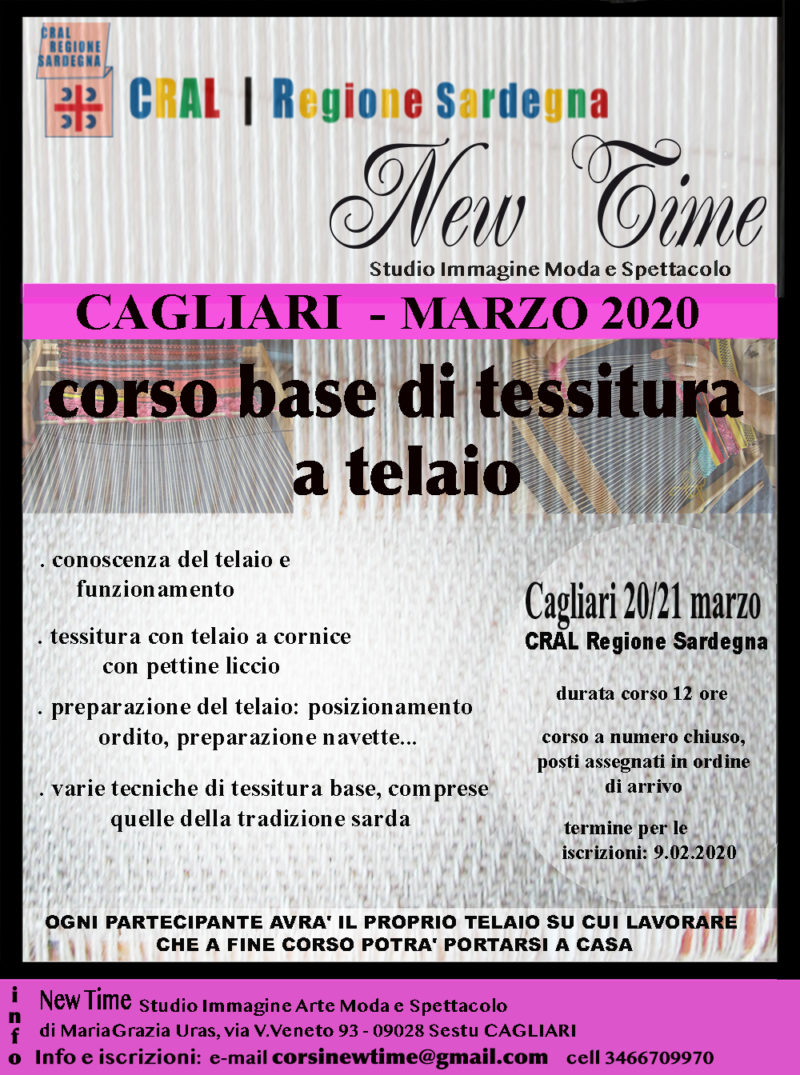 Cagliari corso basi di tessitura a telaio laboratorio artigianato Sardegna arte tradizione